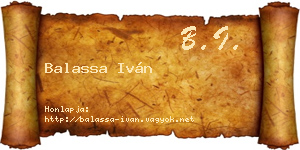 Balassa Iván névjegykártya
